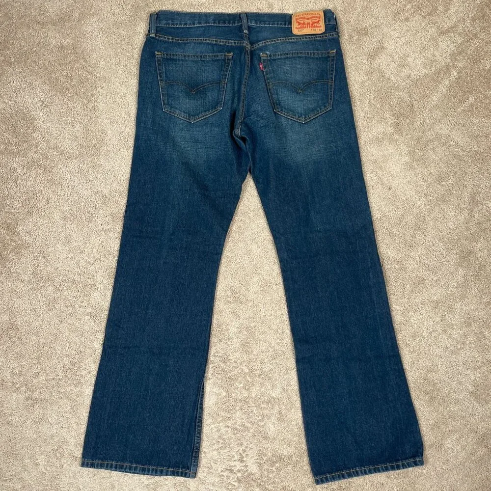 Levis 527 Jeans Mens 36x31 Blue Bootcut Low Rise Dark Wash 100% Cotton Denim